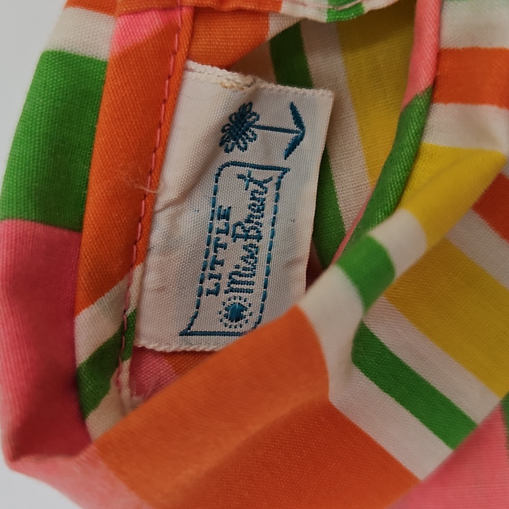 Little Miss Pink Orange Dress with Stripes Kids Girl Purse Chain Vintage 60s 70s - Picture 7 of 9